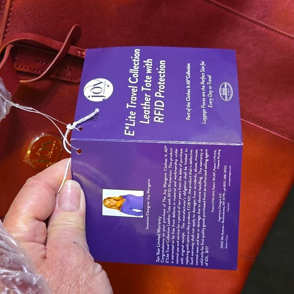 Joy Mangano E*Lite Travel Collection Leather Tote with RFID Protection NWT - Picture 3 of 11